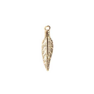 METAL FEATHER 25MM GOLD LEAD FREE